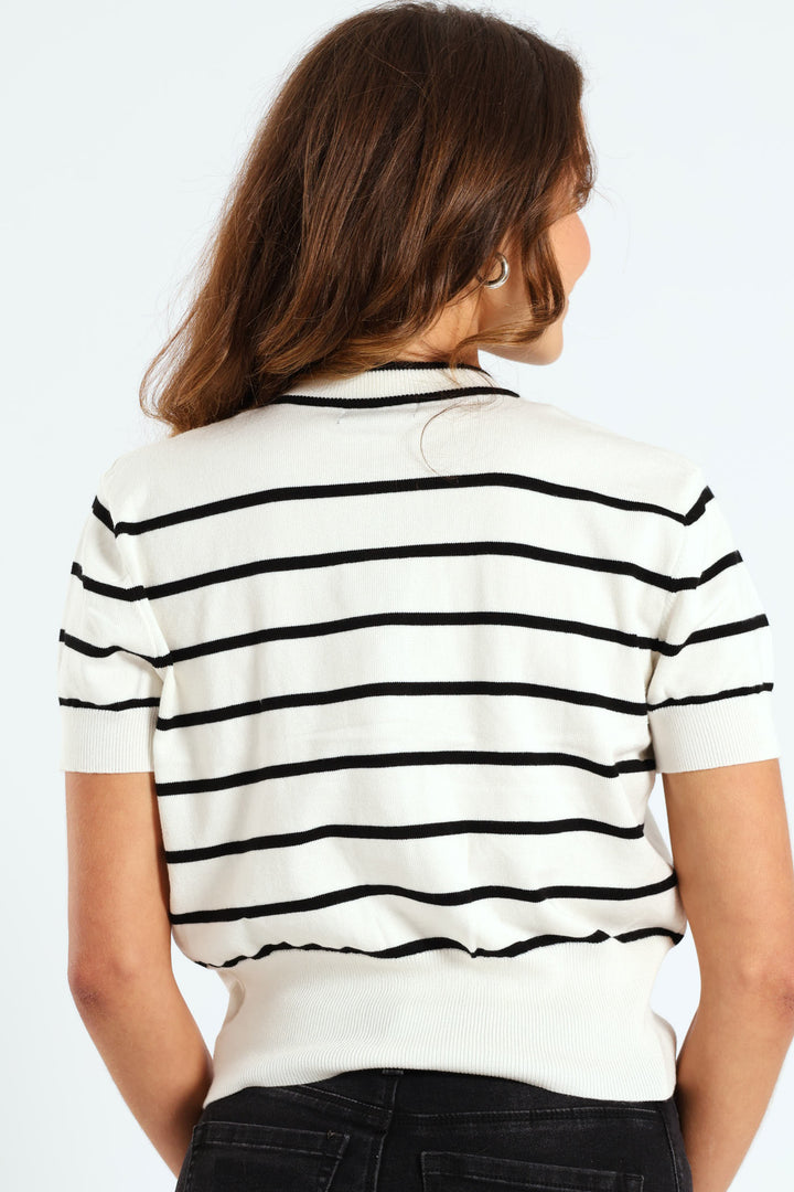 Striped Cardigan - White/Black