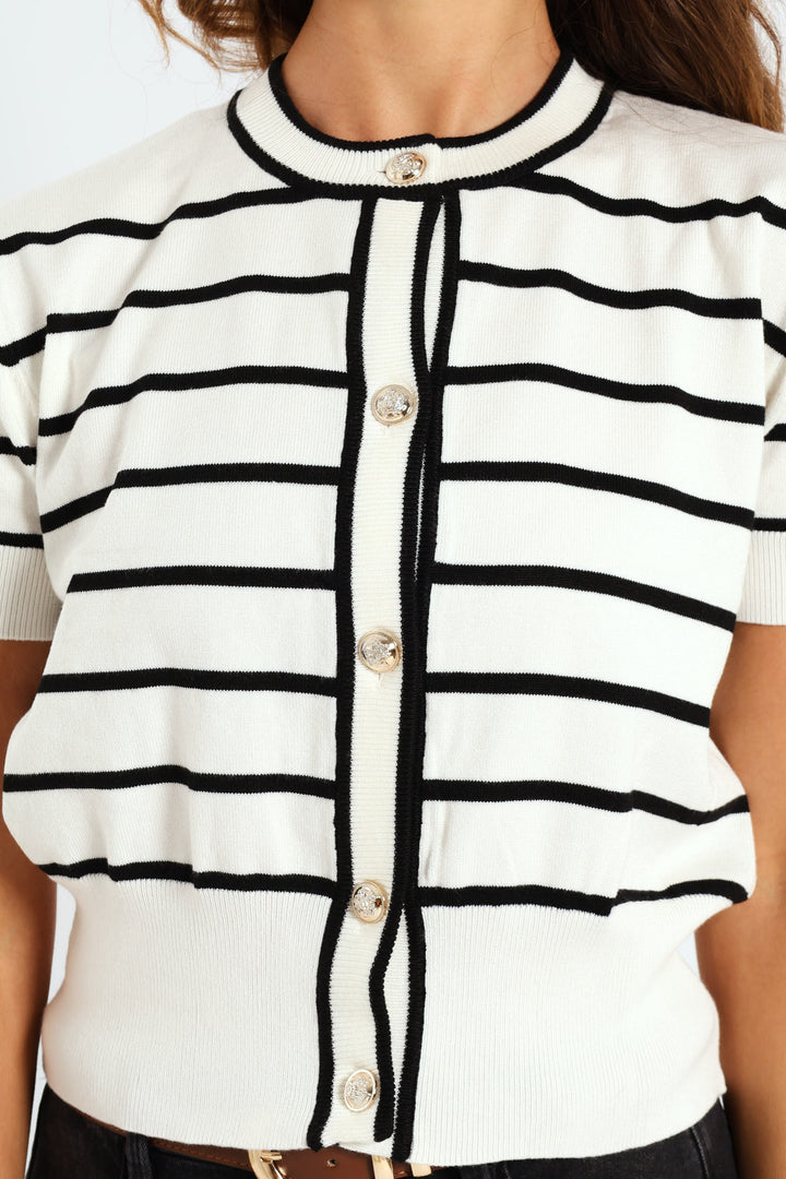 Striped Cardigan - White/Black