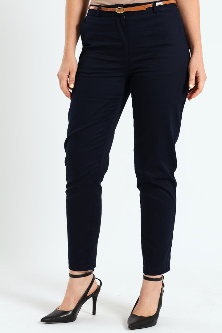 Chino Belted Pant - Navy