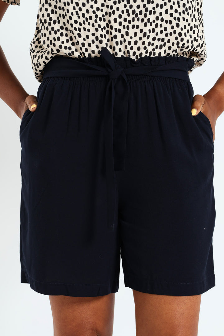 Self Belt Bermuda Short - Navy