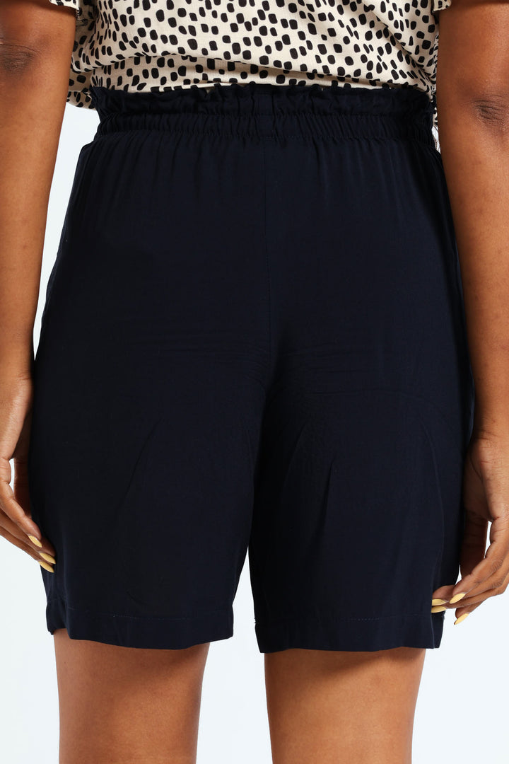 Self Belt Bermuda Short - Navy