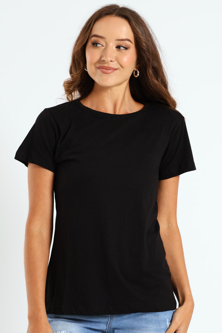 Crew Neck Modal Tee - Black