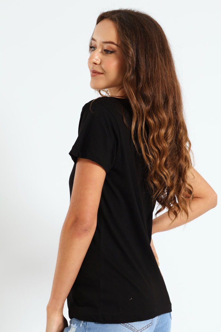 Crew Neck Modal Tee - Black