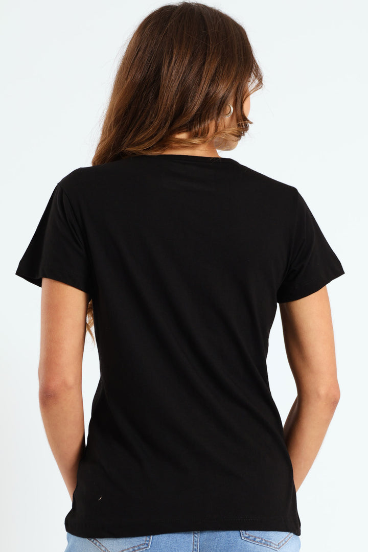 Crew Neck Modal Tee - Black