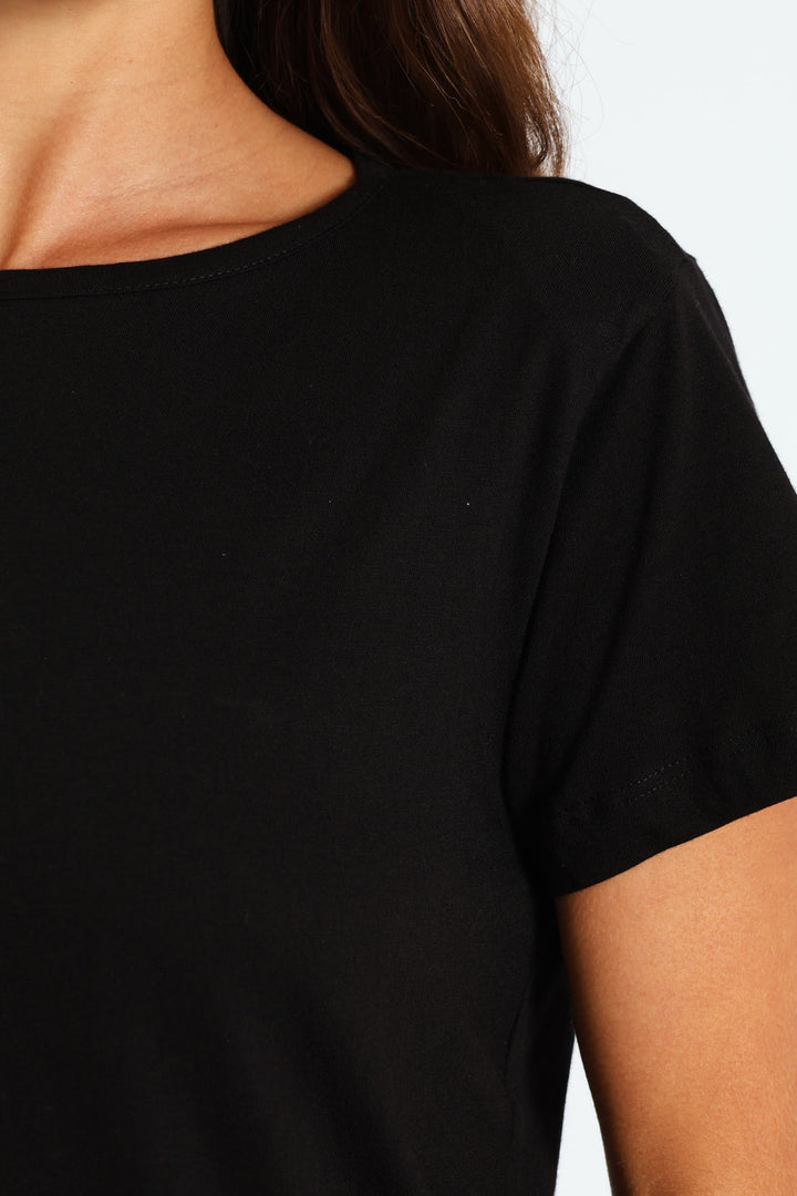 Crew Neck Modal Tee - Black