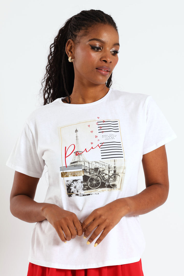 Paris Postcard Tee - White