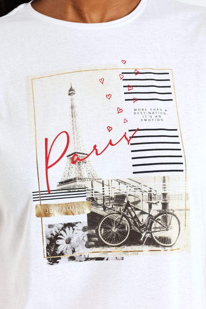 Paris Postcard Tee - White