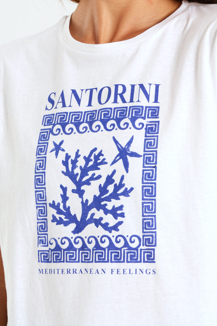 Santorini Marine Tee - White