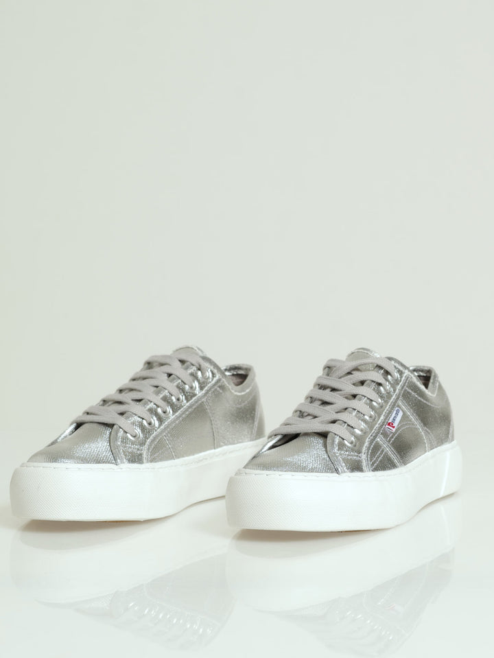 Calais 6 Basic Lace Up Court Platform Sneaker - Silver