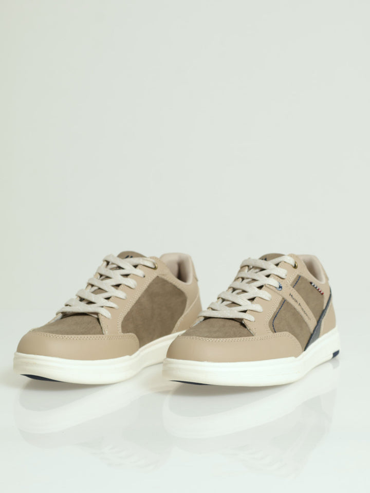 Jeremy Panelled Lace Up Sneaker - Beige