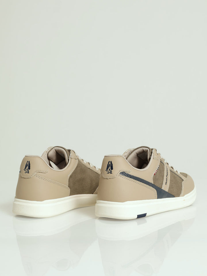 Jeremy Panelled Lace Up Sneaker - Beige