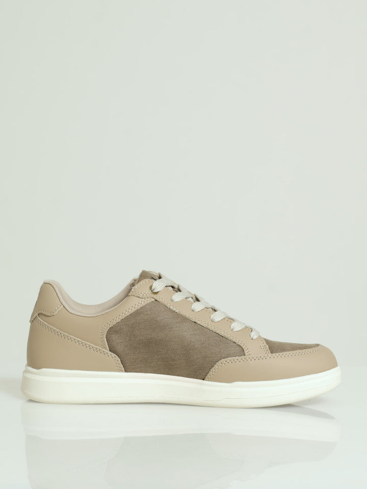 Jeremy Panelled Lace Up Sneaker - Beige