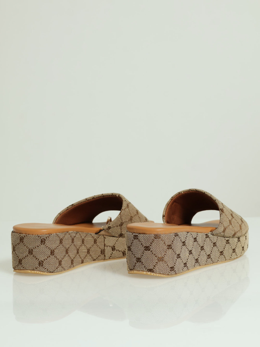 Monogram Slip On Flatform Mule Sandal - Natural