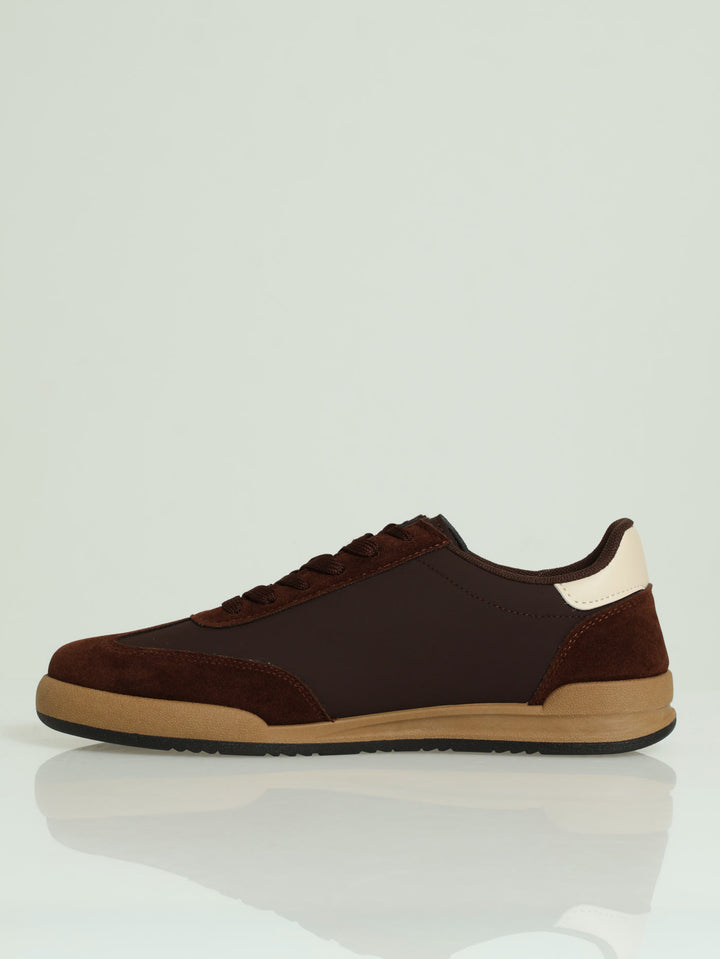 Double Stripe Suede Combo Sneaker - Chocolate