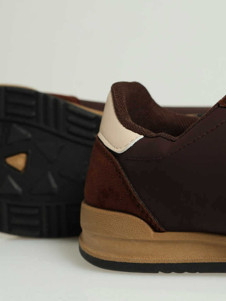 Double Stripe Suede Combo Sneaker - Chocolate