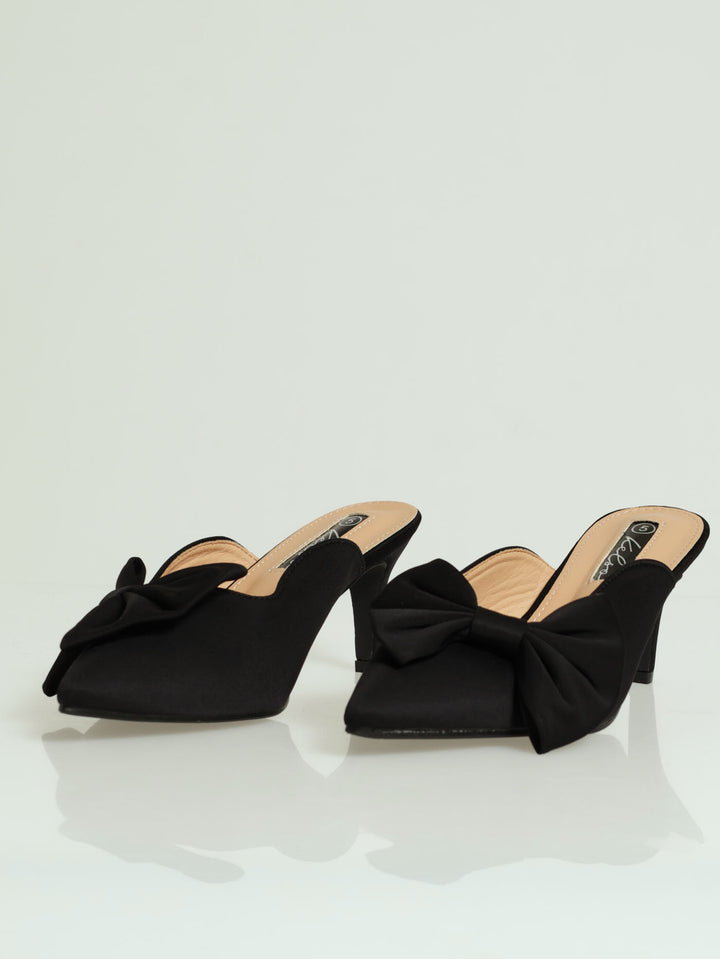 Bow Trim Mule Heel - Black