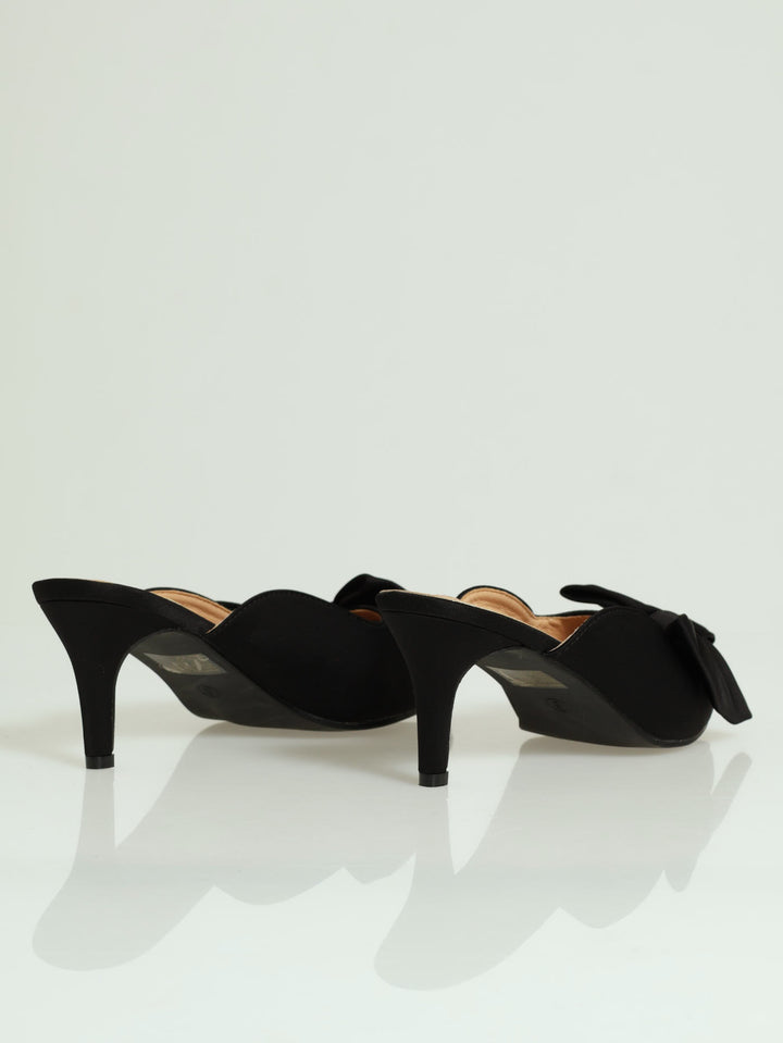 Bow Trim Mule Heel - Black