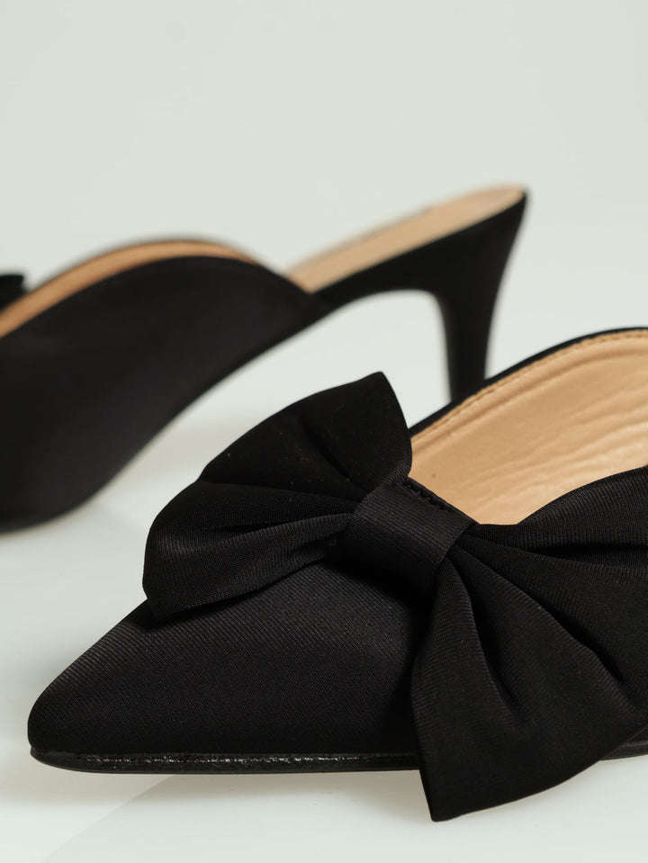 Bow Trim Mule Heel - Black