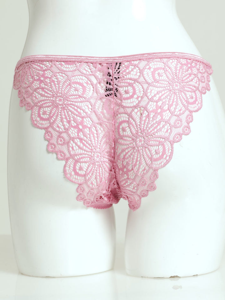 Full Lace Tanga Brazilian Panty - Pink