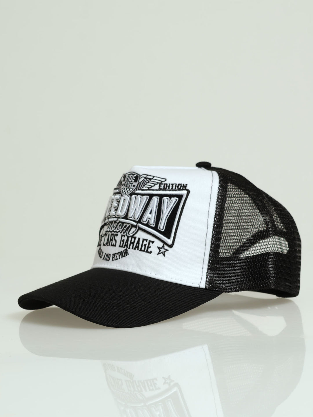 Embroidery Motor Cap -  Black/White