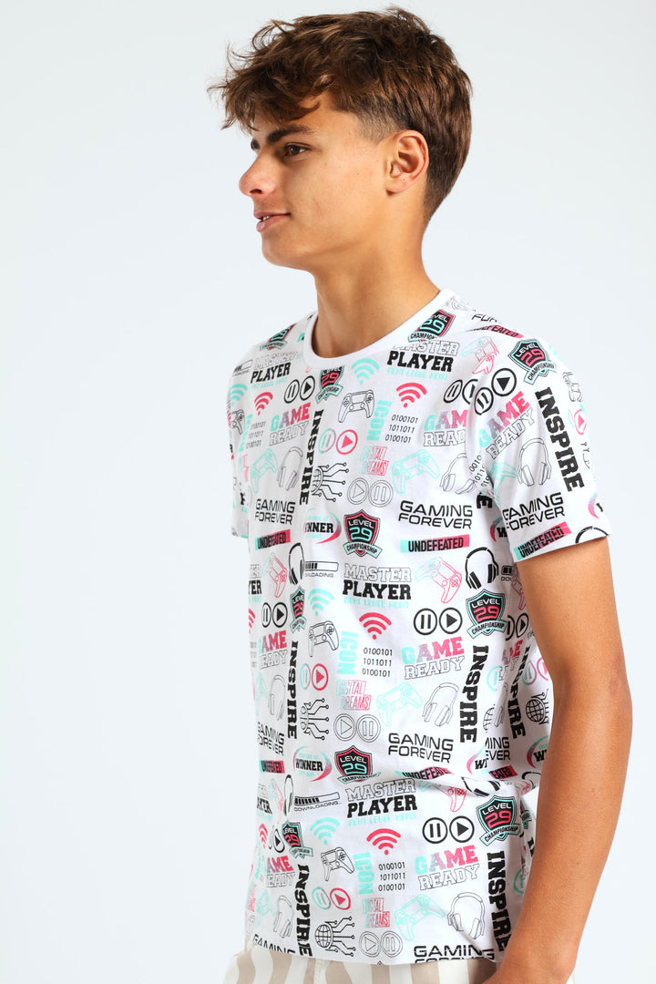 Boys Music Gamer Tee - White