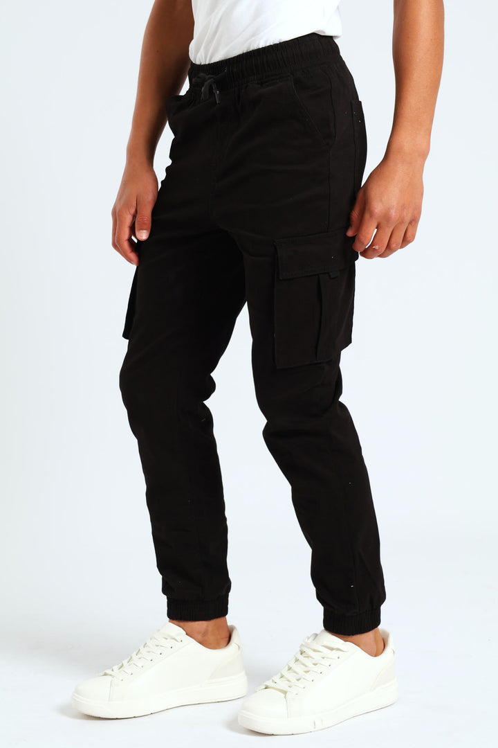 Boys Bellow Pocket Cargo Pants - Black