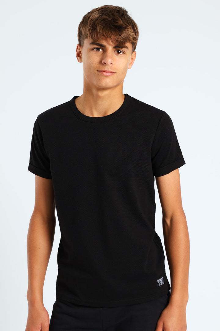 Boys Textured Tee - Black