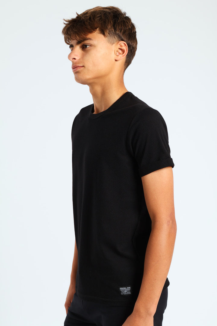 Boys Textured Tee - Black