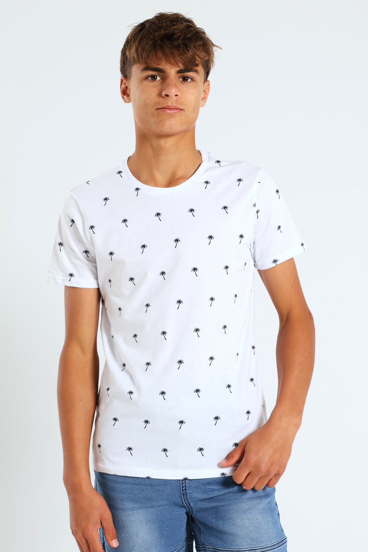 Boys Palm Tree Tee - White