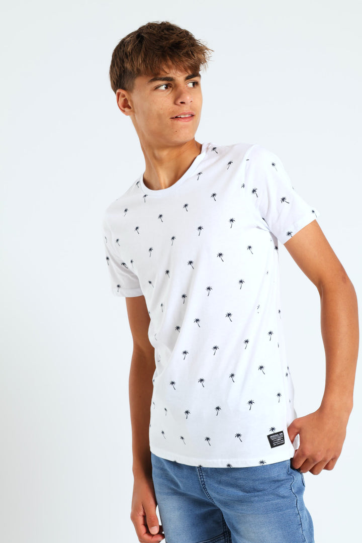 Boys Palm Tree Tee - White