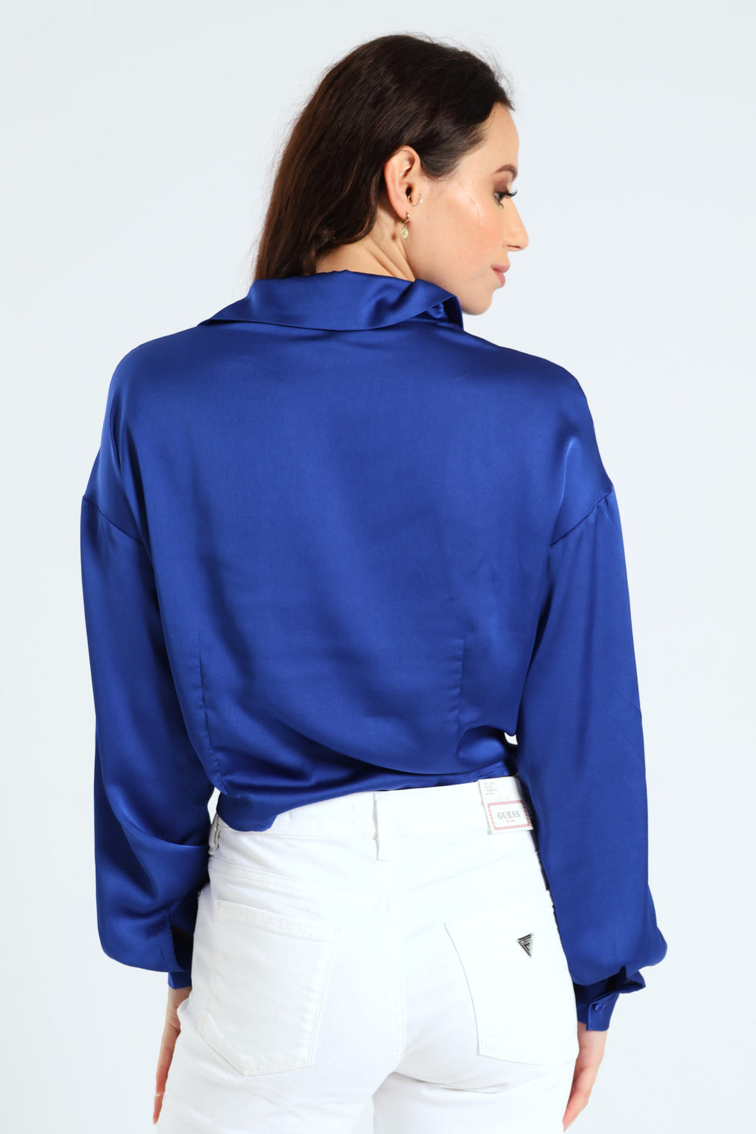 Long Sleeve Bowed Jun Shirt - Blue