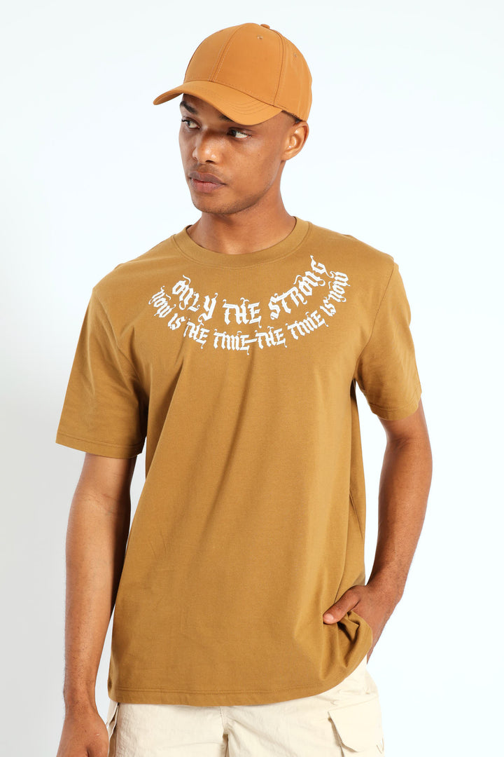 Skull Survive Front & Back Tee - Khaki