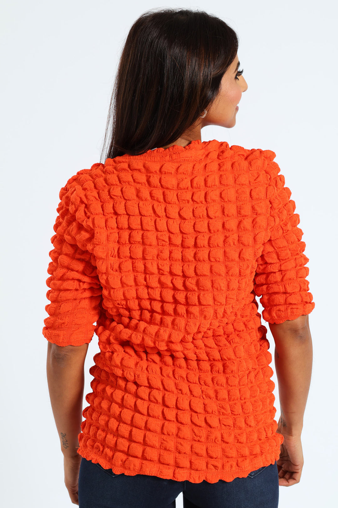 Bubble Crinkle Tee - Bright Orange