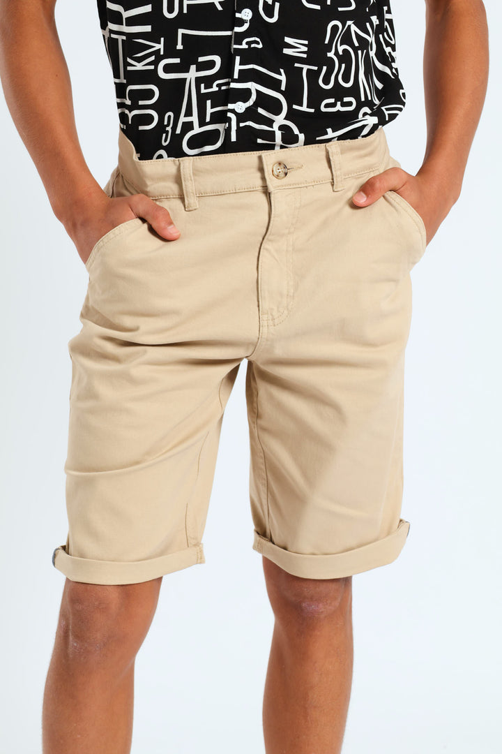 Boys Safari Chino Shorts - Stone