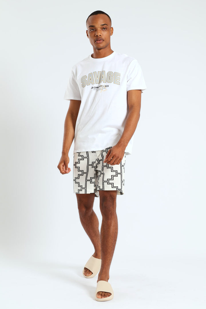 Savage Print Tee - White