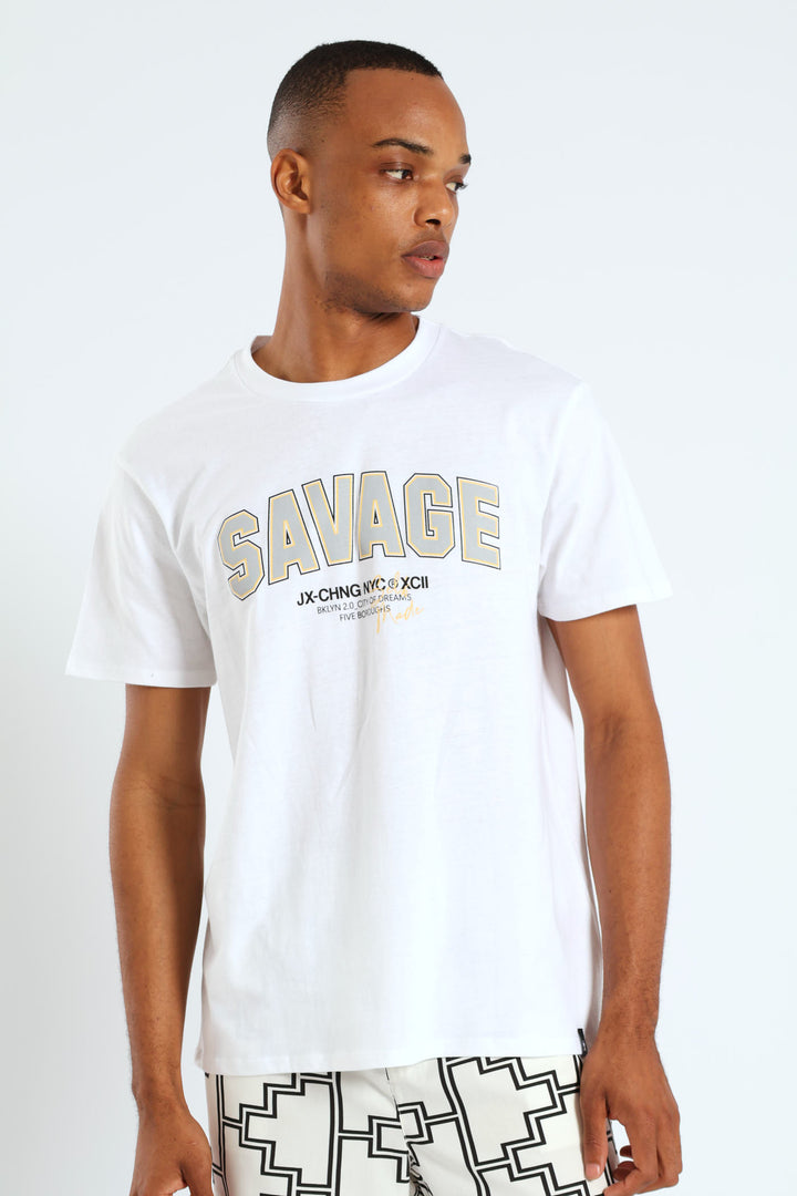 Savage Print Tee - White