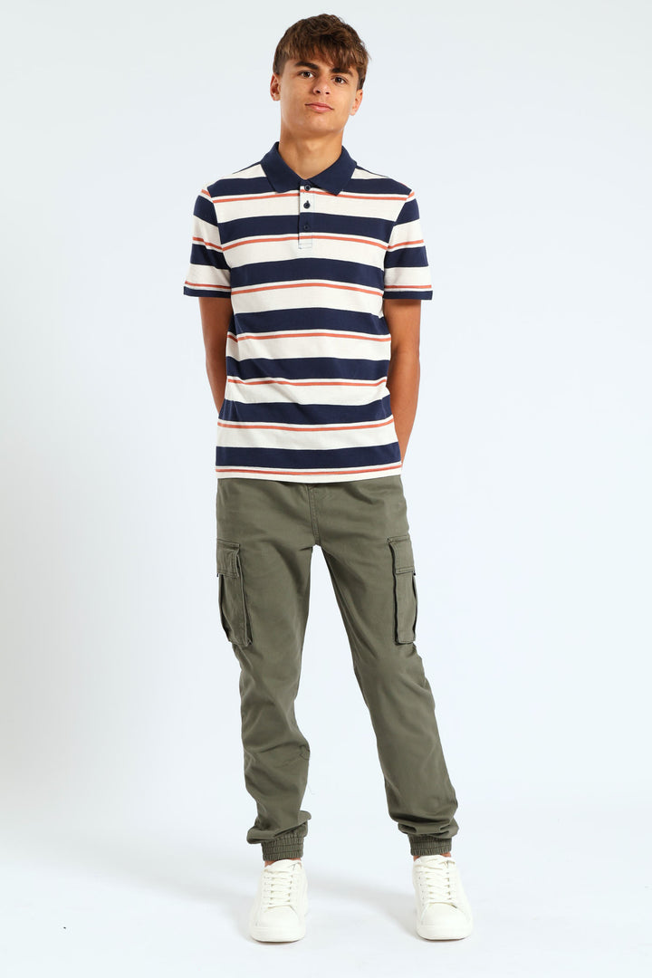 Boys Stripe Golfer - Navy