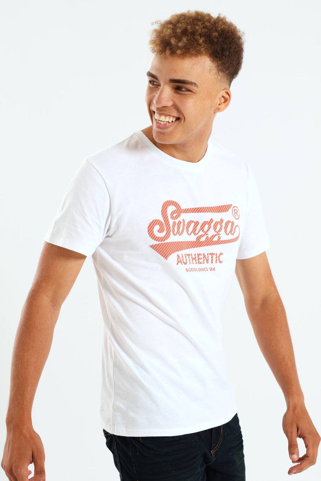 Short Sleeve Basic Print T-Shirt - White