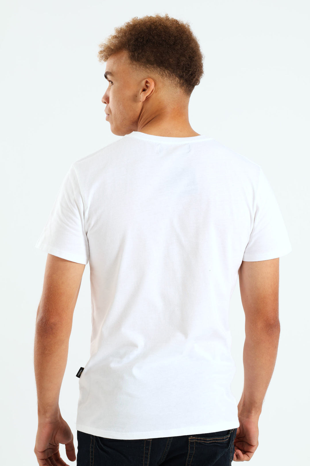 Short Sleeve Basic Print T-Shirt - White