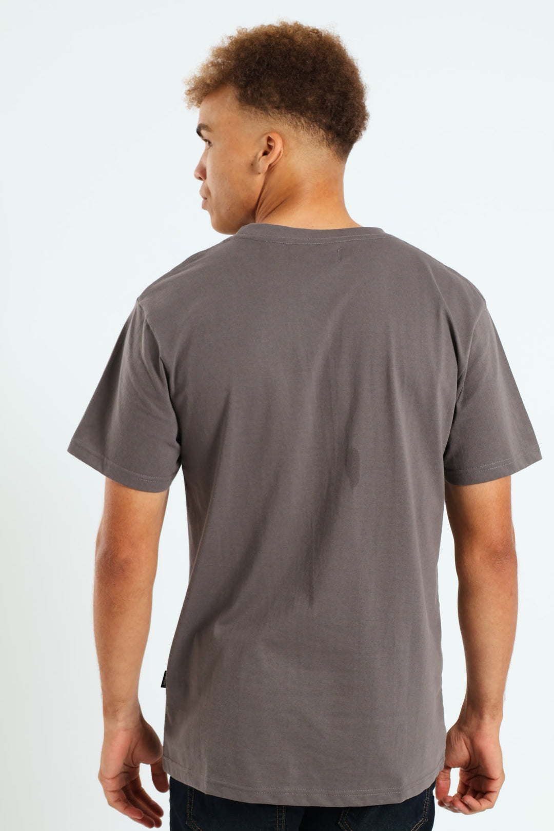 Short Sleeve Basic Print Tee - Charcoal