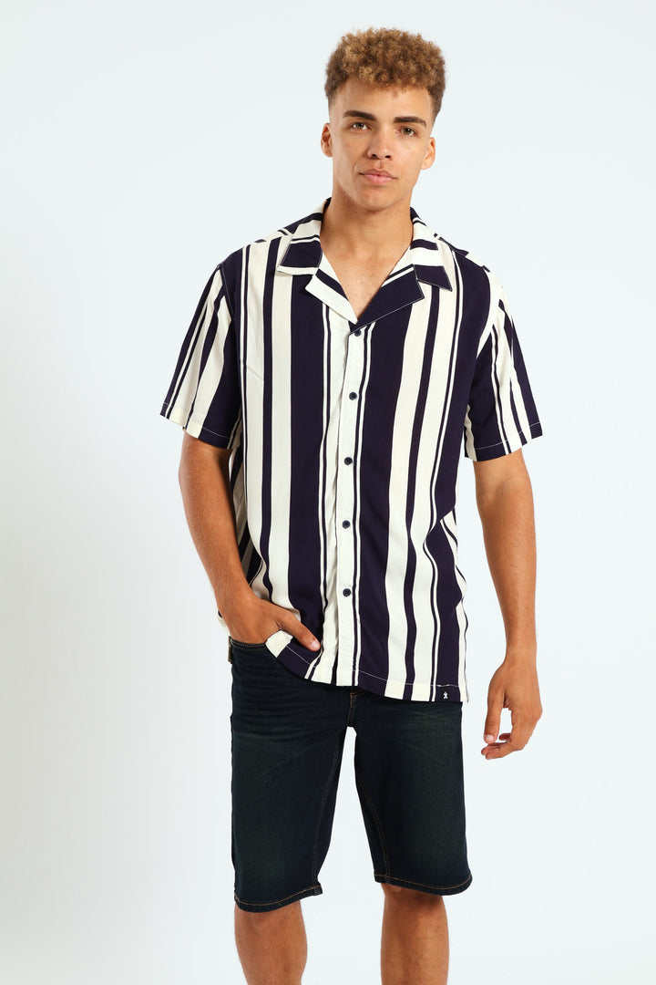 Wide Narrow Stripe Shirt - White