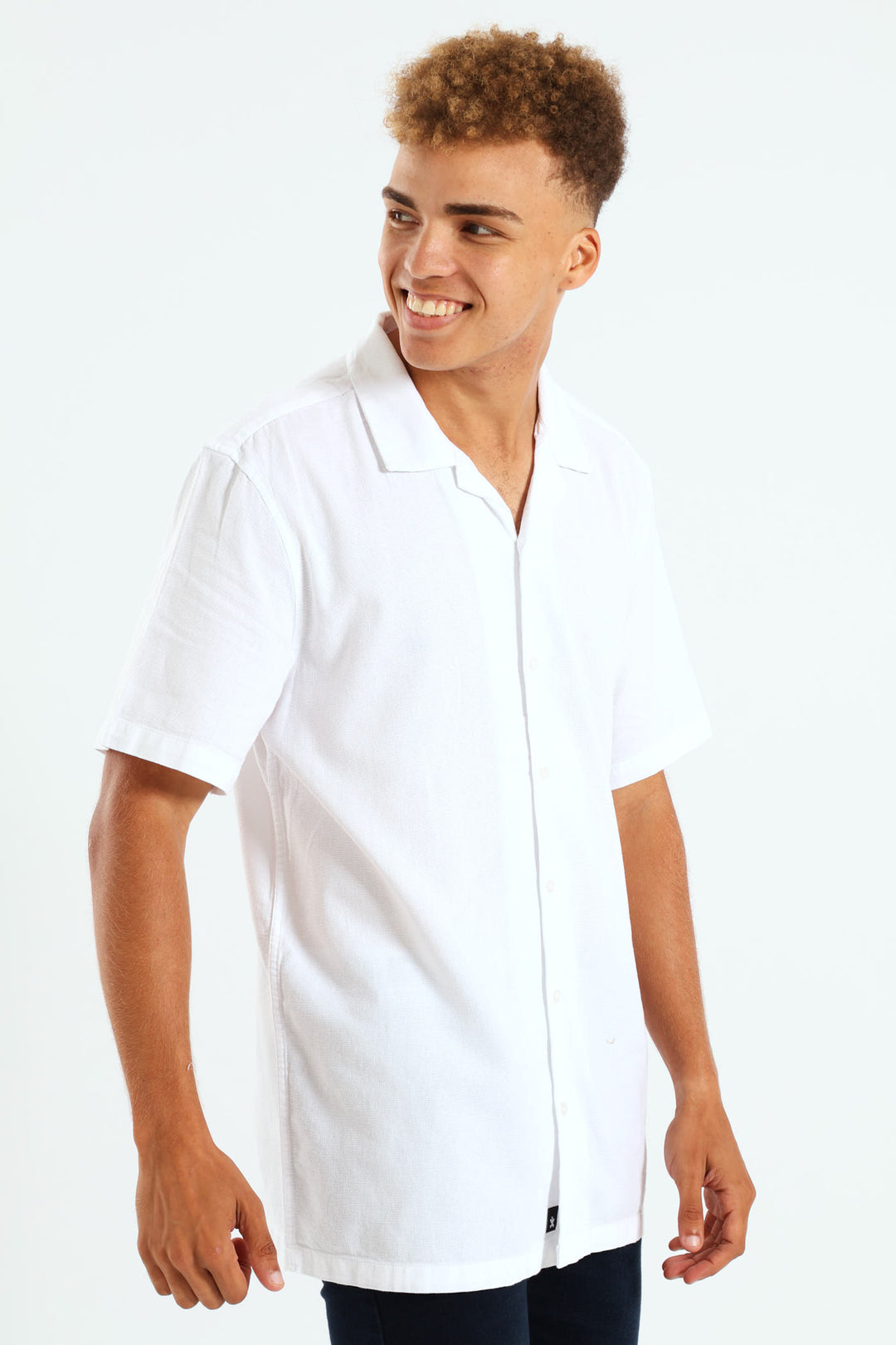 Basketweave Surf Interest Shirt - White