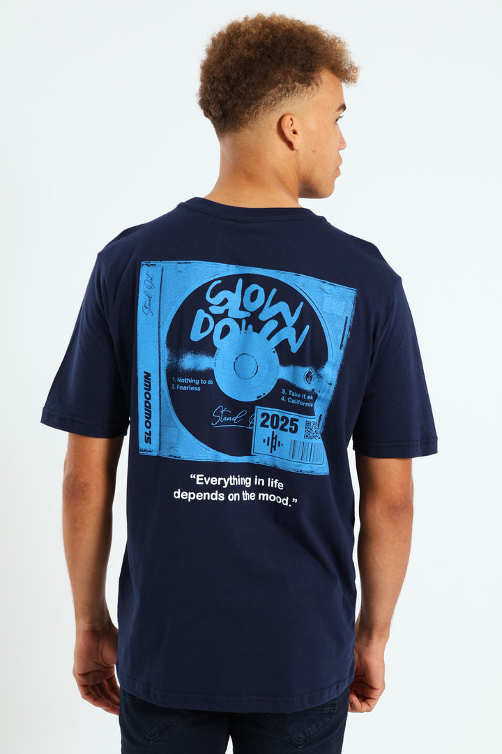 Music Print T-Shirt - Navy