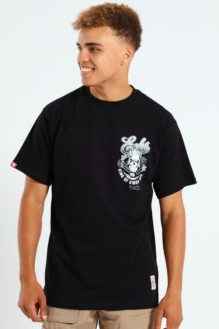 Skull Back Print Tee - Black