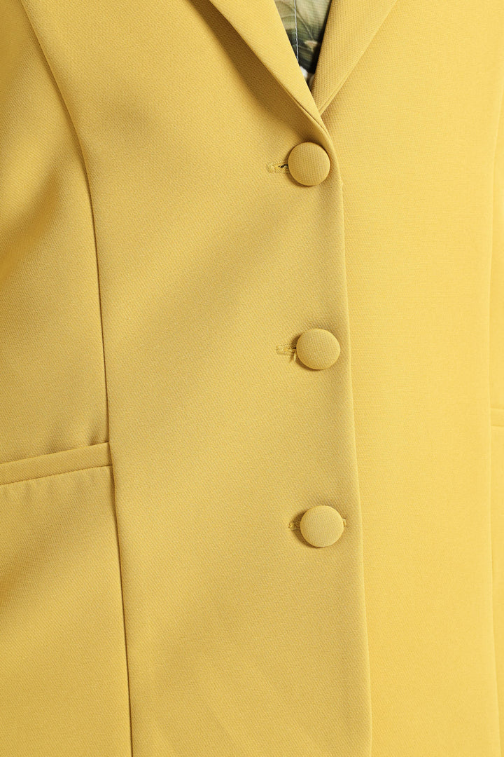 Long Sleeve 3 Button Blazer - Mustard