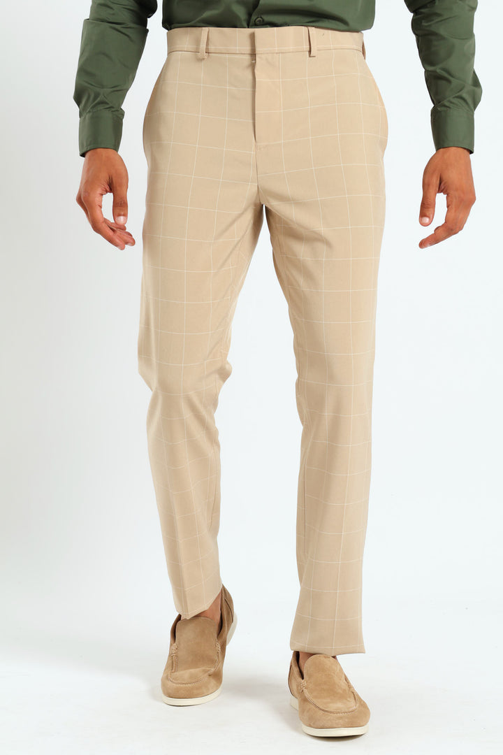 Window Pane Trousers - Natural