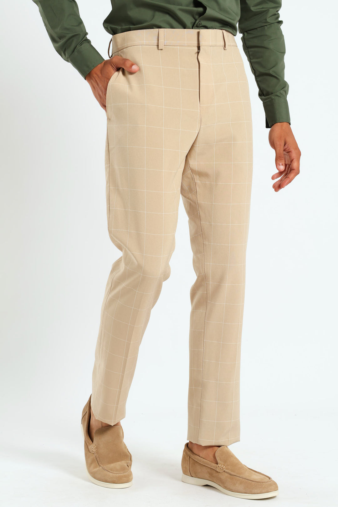 Window Pane Trousers - Natural