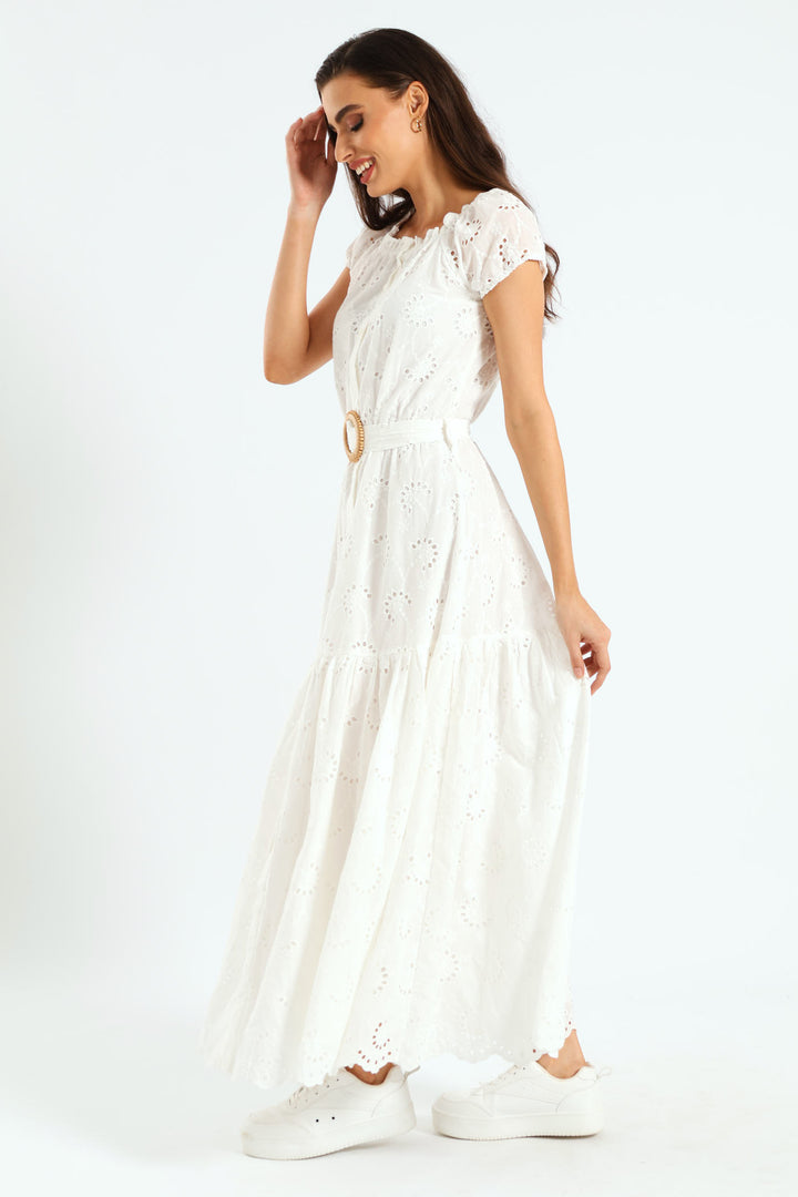 Anglaise Wrap Dress - White