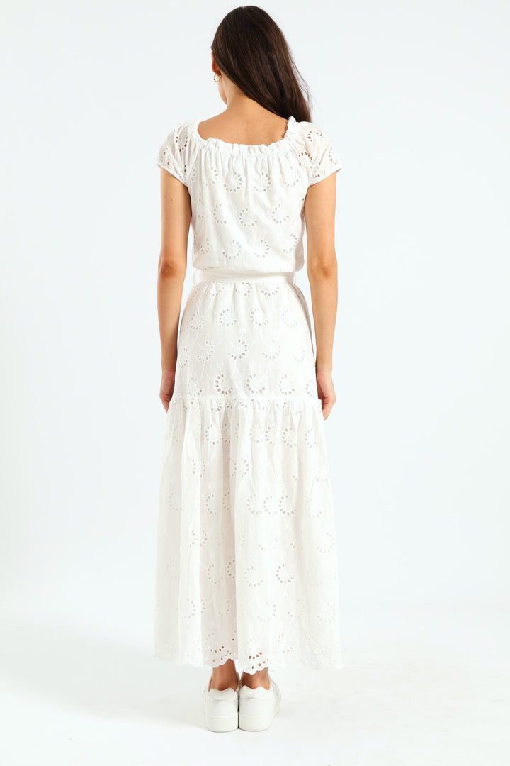 Anglaise Wrap Dress - White