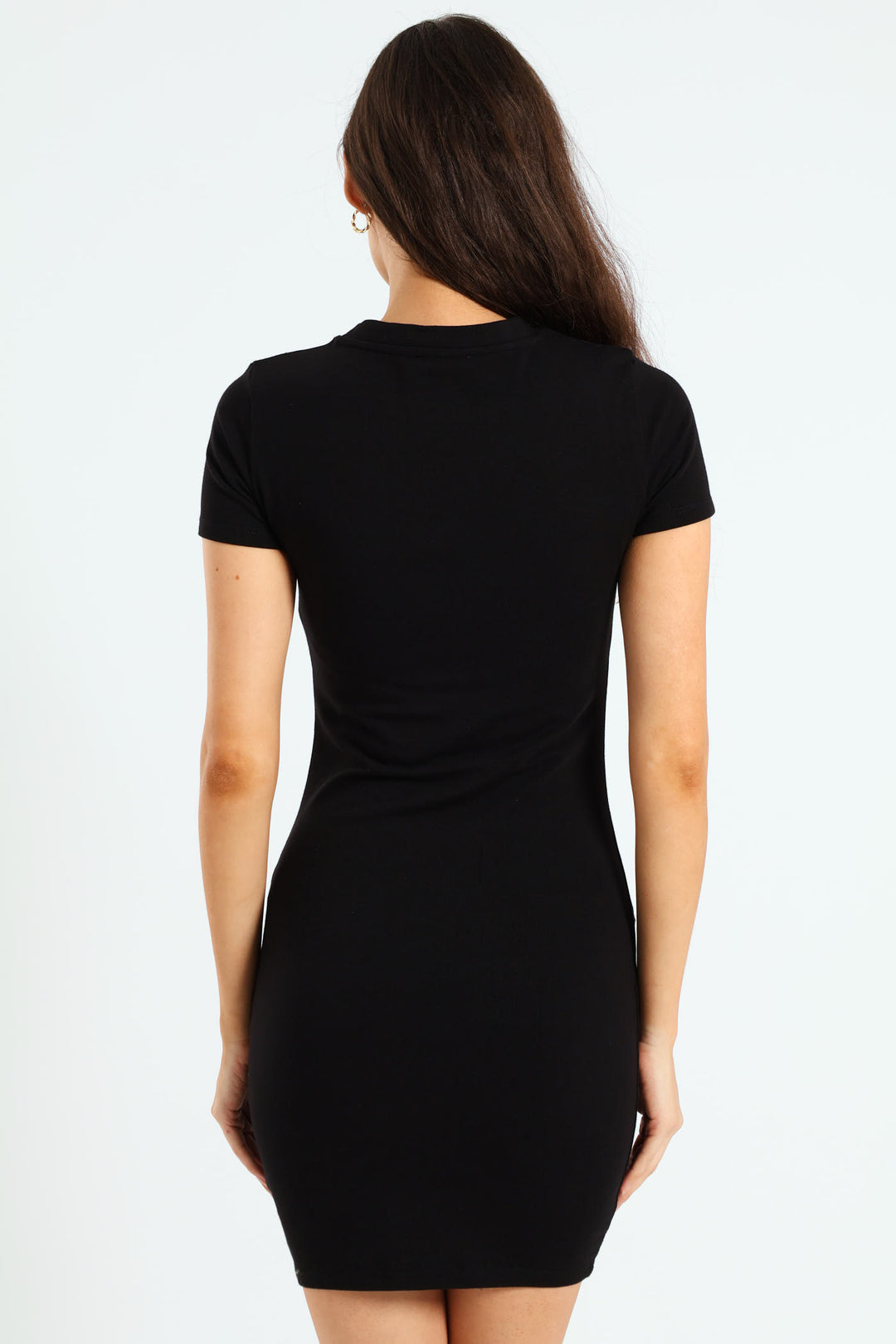 Fitted Bling Logo Dress - Black